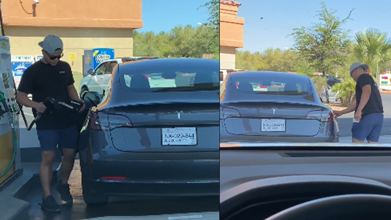 Πήγε το Tesla στο βενζινάδικο!